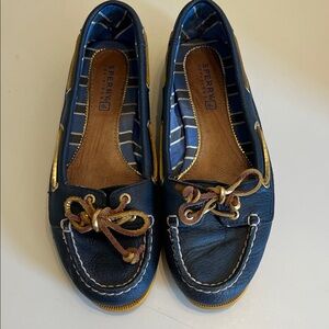 Sperry Navy and Gold Flats